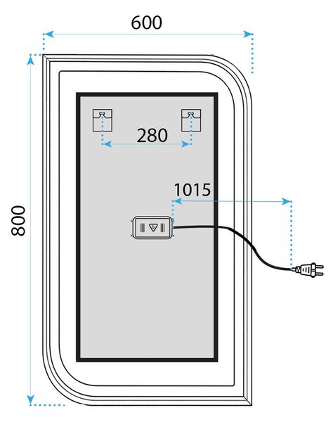 Oglindă LED ZONE 80X60 BLACK