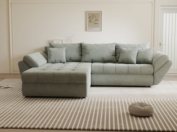 Colțar extensibil dumonde cu ladă de depozitare Loana Vibe Mint 270x185 cm