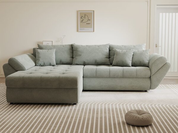 Colțar extensibil dumonde cu ladă de depozitare Loana Vibe Mint 270x185 cm