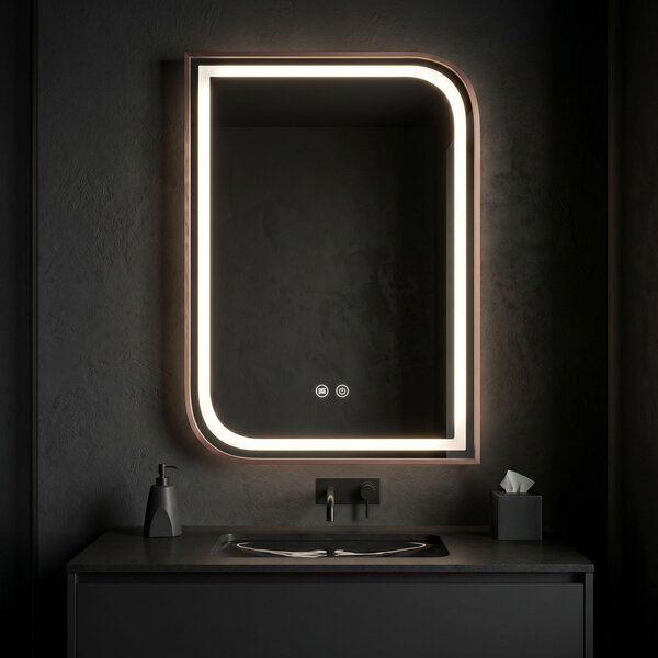 Oglindă LED ZONE 80x60 BRUSH ROSE GOLD