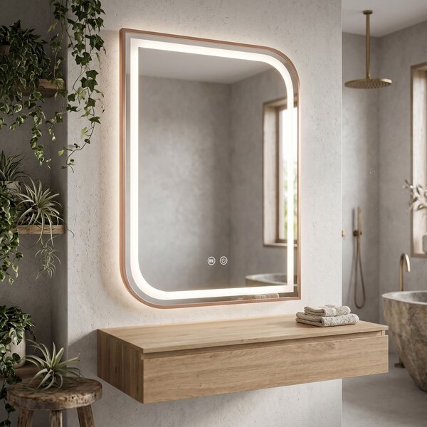Oglindă LED ZONE 80x60 BRUSH ROSE GOLD