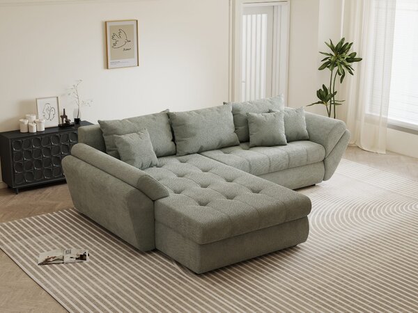 Colțar extensibil dumonde cu ladă de depozitare Loana Vibe Mint 270x185 cm