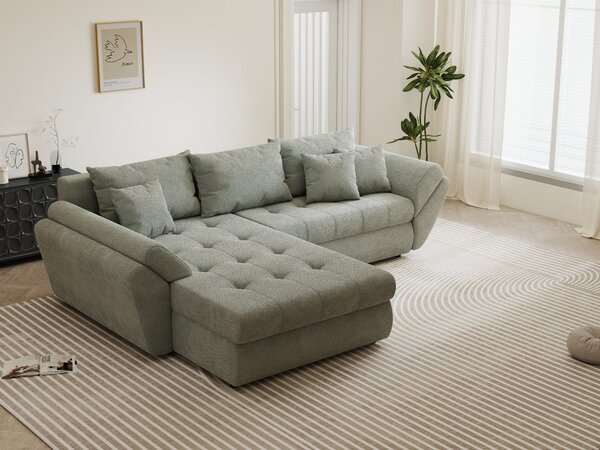 Colțar extensibil dumonde cu ladă de depozitare Loana Vibe Mint 270x185 cm