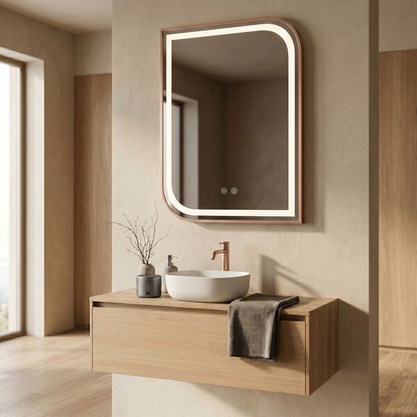 Oglindă LED ZONE 80x60 BRUSH ROSE GOLD