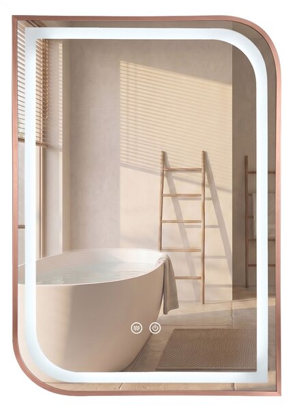 Oglindă LED ZONE 80x60 BRUSH ROSE GOLD