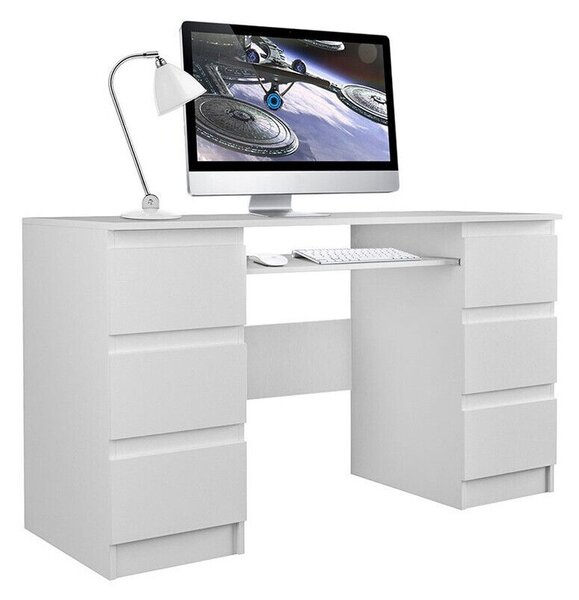 Birou Comfivo CorCu un raft pentru tastatură, Cu sertare, 8x13x5cm, Alb