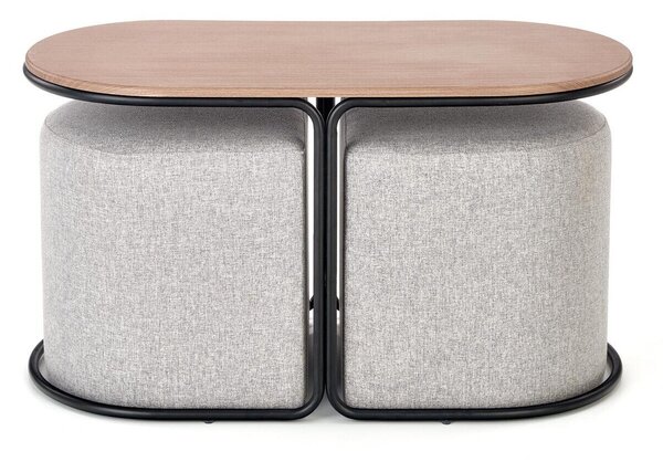 Măsuță de cafea Houston 1247Craft stejar, Gri, Negru, 4x5x9cm, MDF, Oval