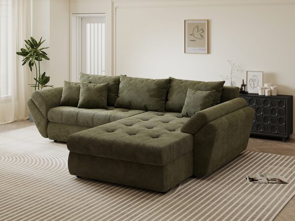 Colțar extensibil dumonde cu ladă de depozitare Loana Vibe Olive II 270x185 cm