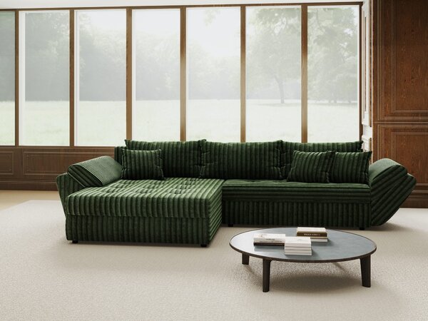 Colțar extensibil dumonde cu ladă de depozitare Loana Tilia Verde 270x185 cm