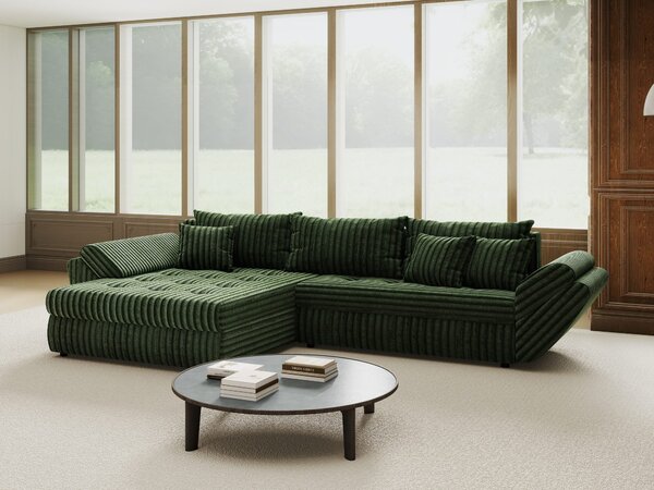 Colțar extensibil dumonde cu ladă de depozitare Loana Tilia Verde 270x185 cm