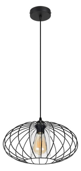 Lustră pe cablu CORRINI 1xE27/60W/230V d. 34 cm negru/transparent