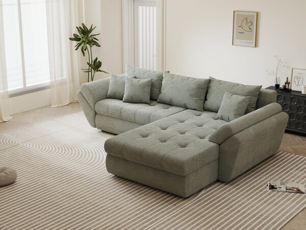 Colțar extensibil dumonde cu ladă de depozitare Loana Vibe Mint II 270x185 cm
