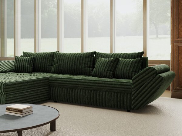 Colțar extensibil dumonde cu ladă de depozitare Loana Tilia Verde 270x185 cm