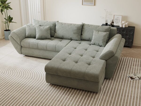 Colțar extensibil dumonde cu ladă de depozitare Loana Vibe Mint II 270x185 cm