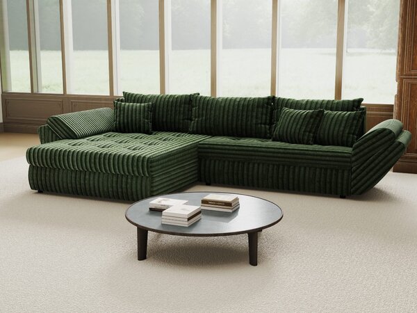 Colțar extensibil dumonde cu ladă de depozitare Loana Tilia Verde 270x185 cm