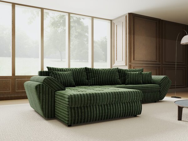 Colțar extensibil dumonde cu ladă de depozitare Loana Tilia Verde 270x185 cm