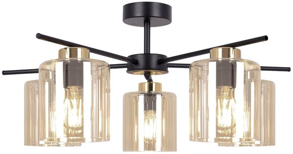 Kaja Aurelia lampă de tavan 5x15 W negru-auriu-chihlimbar K-5522