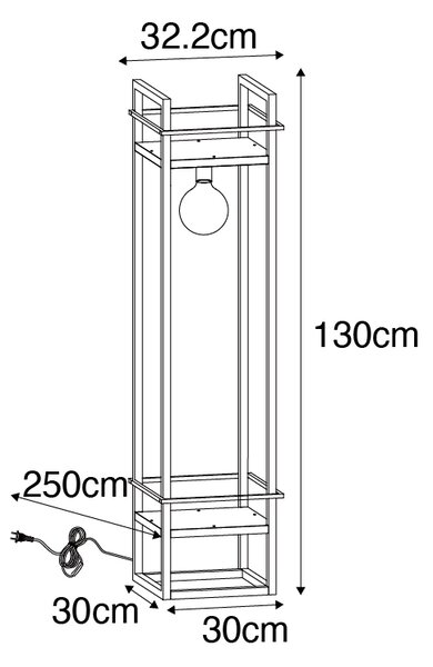 Lampă de podea industrială neagră - Cage Rack