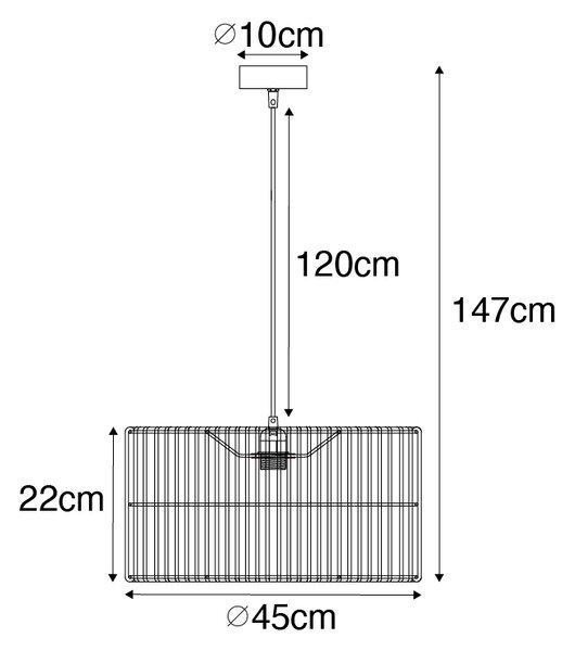 Lampă suspendată orientală din ratan 45 cm - Maud