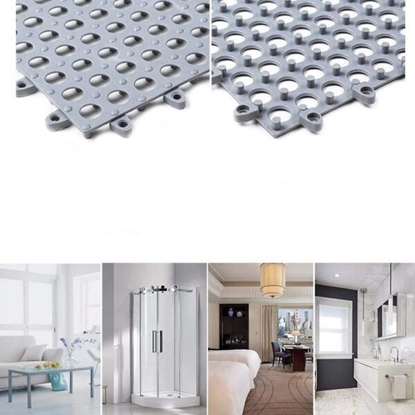 Covor antiderapant pentru baie, tip puzzle, 30x30 cm, grosime 2 mm, set 10 bucati