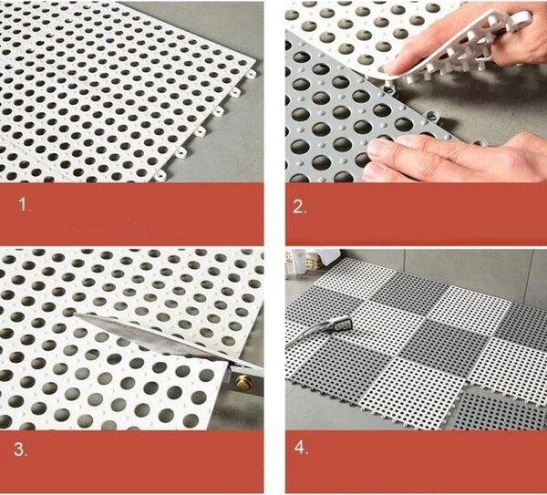 Covor antiderapant pentru baie, tip puzzle, 30x30 cm, grosime 2 mm, set 10 bucati
