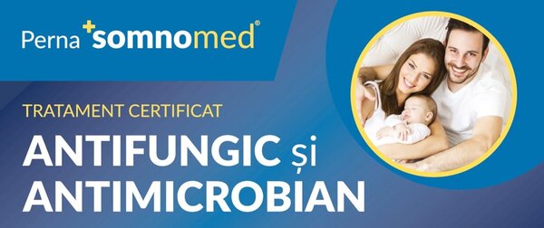 Perna Somnomed Antimicrobiana lavabila la 95 C - 50 x 70 cm, ambalata la geanta cu manere