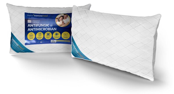 Perna Somnomed Antimicrobiana lavabila la 95 C - 50 x 70 cm, ambalata la geanta cu manere