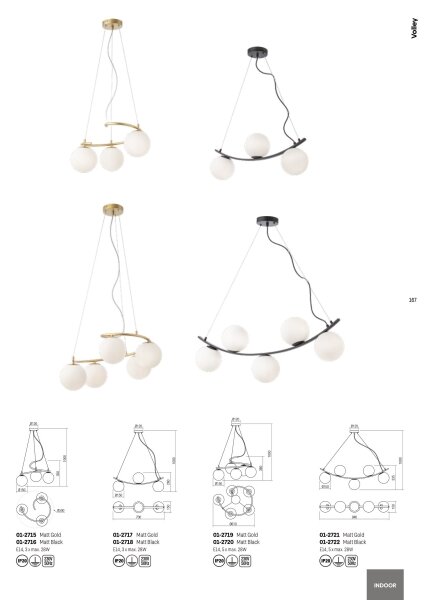 Lustră pe cablu VOLLEY 3xE14/28W/230V auriu Redo 01-2715