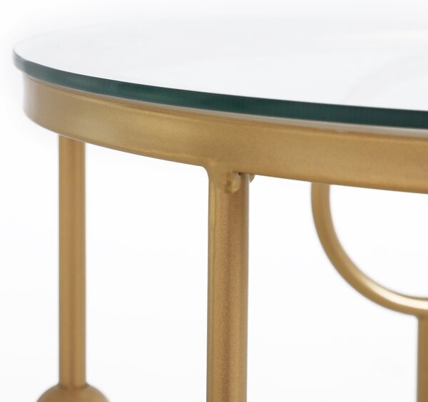 HOMCOM Set 2 Mese de Cafea, Design Modern, Metal și Sticlă, Auriu | Aosom Romania