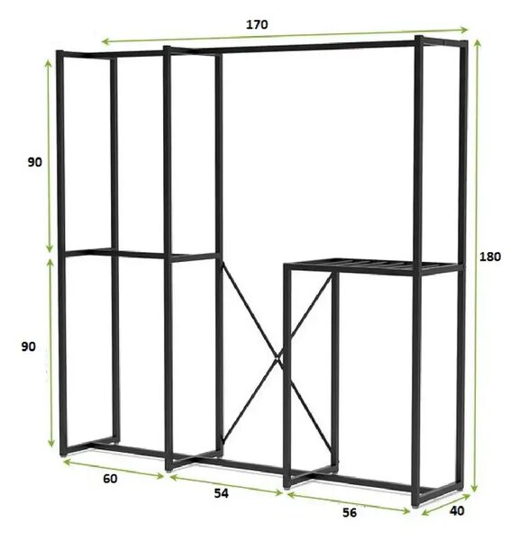 Sifonier City,din metal, culoare negru180x170 cm