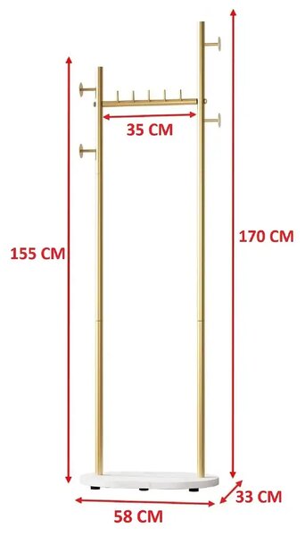 Cuier din metal ,culoare auriu,170x58 cm