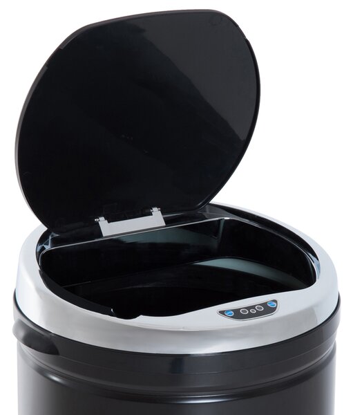 HOMCOM Coș de Gunoi Inteligent cu Senzor, 50L, Oțel Inox și Plastic, Negru, 30.5x30.5x81.5cm | Aosom Romania