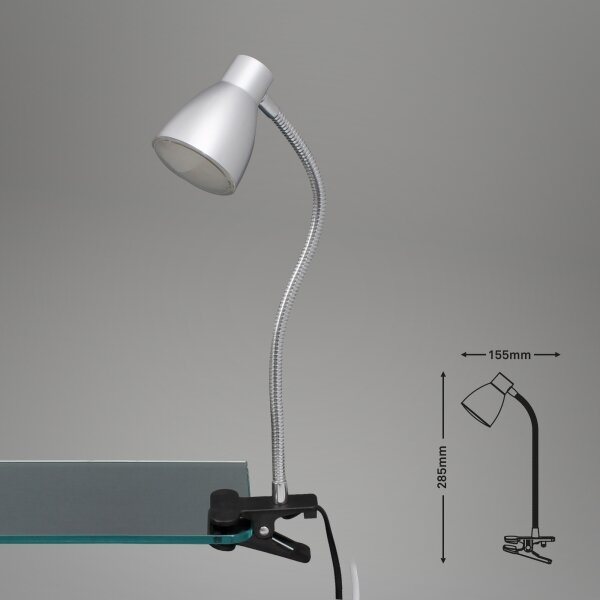 Lampă LED cu clemă GRIP LED/2,5W/230V argintiu Briloner 2615-014P