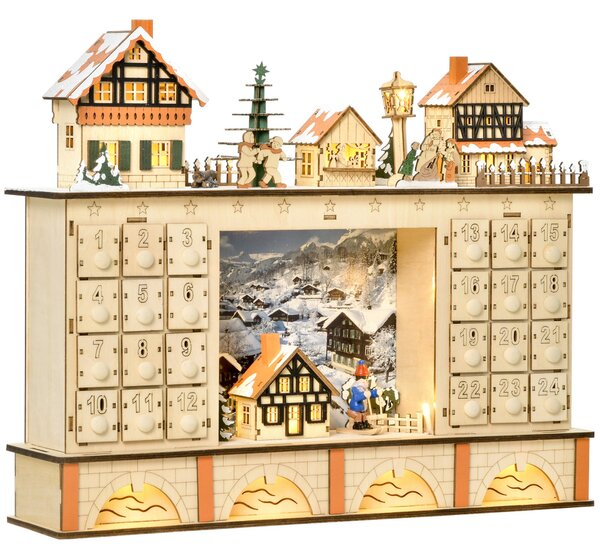 Calendar de Advent, calendar de Craciun, decoratiunde de Craciun HOMCOM | Aosom Romania