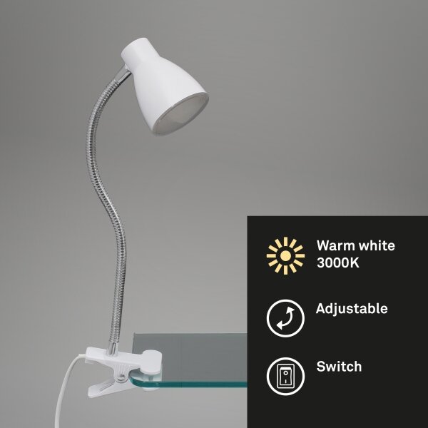 Lampă LED cu clemă GRIP LED/2,5W/230V alb Briloner 2615-016P