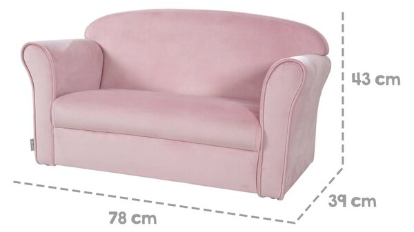 Canapea pentru copii roz-deschis cu tapițerie din catifea 78 cm Lil Sofa – Roba