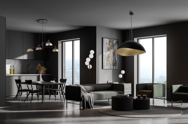 Lustră pe cablu ARTIS 4xE14/40W/230V negru/auriu