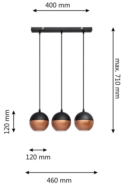 Lustră LED pe cablu MIDWAY 3xGU10/4,8W/230V negru/cupru