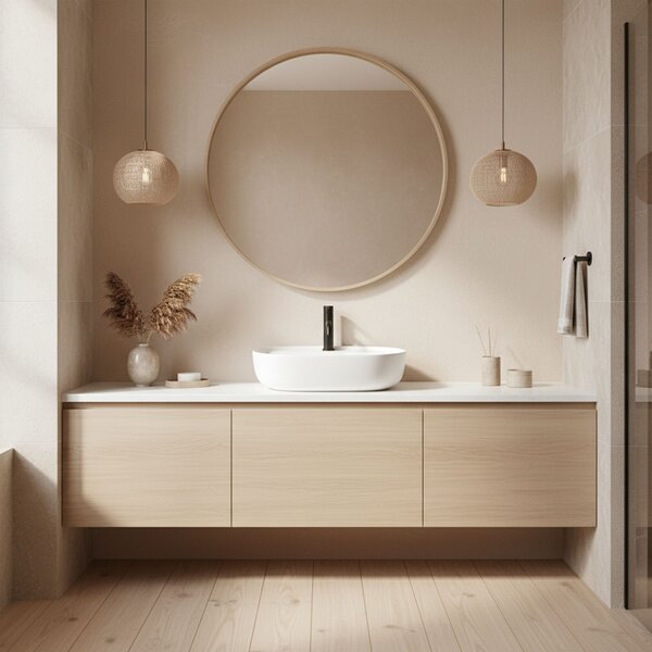 Lavoar pentru blat REA Aura 51 White Matt