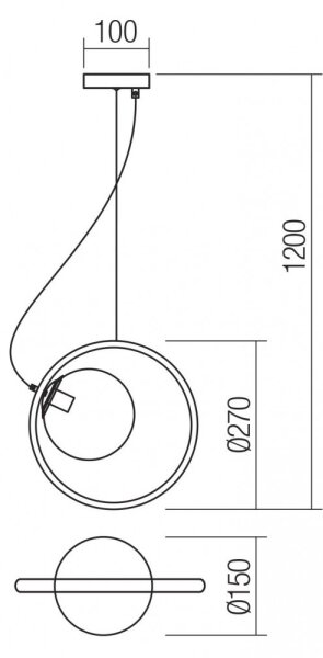 Lustră pe cablu KLEIDI 1xE14/28W/230V d. 27 cm maro Redo 01-2319