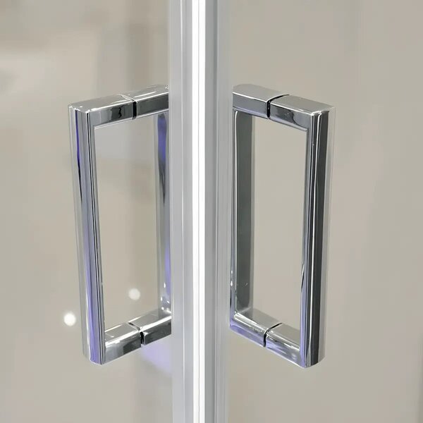 Cabina De Dus Pan 80x80cm, Sticla Securizata Gri, Profil Aluminiu Cromat, Usi Culisante