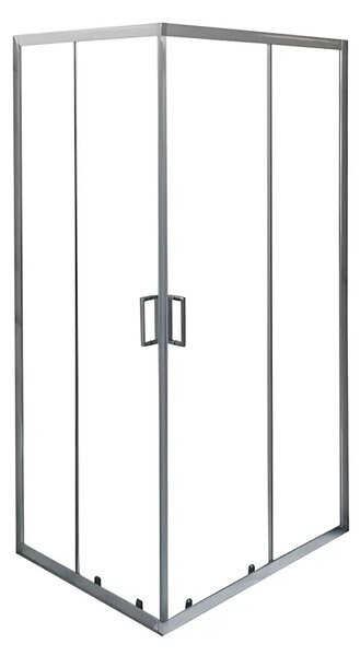 Cabina De Dus Pan 80x100cm, Sticla Securizata, Profil Aluminiu Cromat, Usi Culisante
