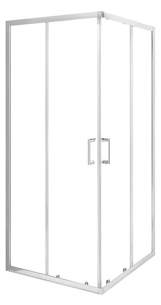 Cabina De Dus Pan 80x80cm, Sticla Securizata, Profil Aluminiu Cromat, Usi Culisante