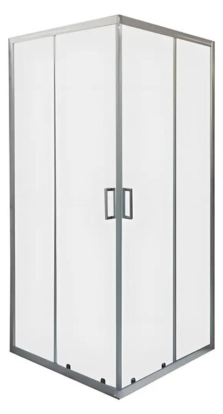 Cabina De Dus Pan 80x80cm, Sticla Securizata Mata, Profil Aluminiu Cromat, Usi Culisante