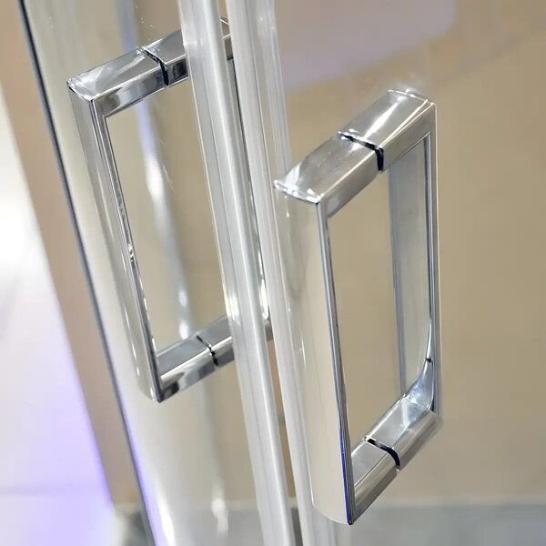 Cabina De Dus Semirotunda Pan R80cm, Sticla Securizata, Profil Aluminiu Cromat, Usi Culisante