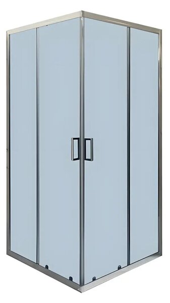 Cabina De Dus Pan 80x80cm, Sticla Securizata Gri, Profil Aluminiu Cromat, Usi Culisante