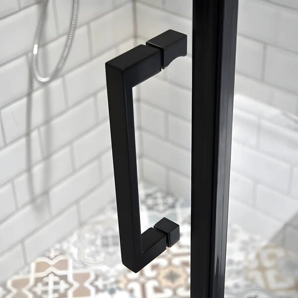 Cabina de dus BR6611 90X90cm, Sticla Securizata 8mm, Profil Aluminiu Negru