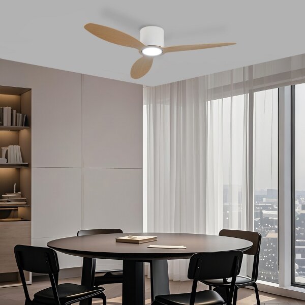 ZEVENTI - Ventilator de tavan VENTORA LED/24W/230V Wi-Fi Tuya alb/stejar + telecomandă