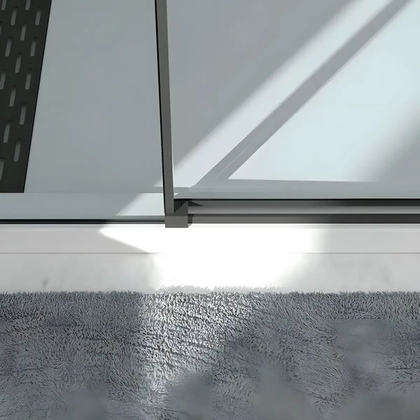 Cabina De Dus Oto 80x100cm, Sticla Securizata 6mm, Profil Aluminiu Negru, Usa Culisanta