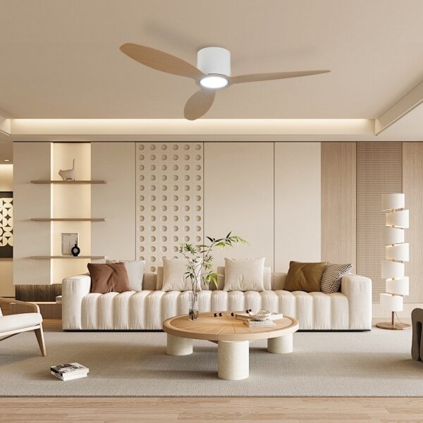 ZEVENTI - Ventilator de tavan VENTORA LED/24W/230V Wi-Fi Tuya alb/stejar + telecomandă